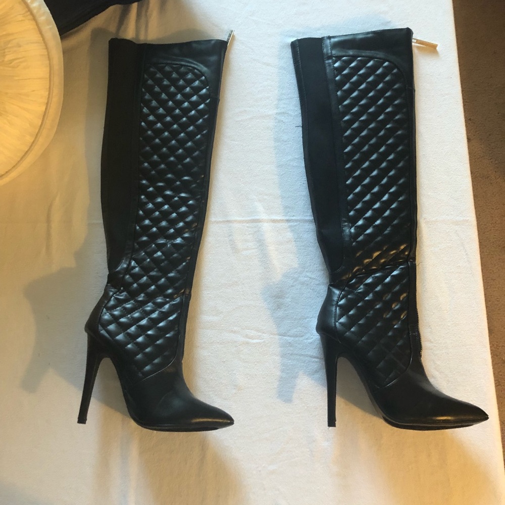 High black leather boots